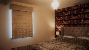 Roman blind with pelmet